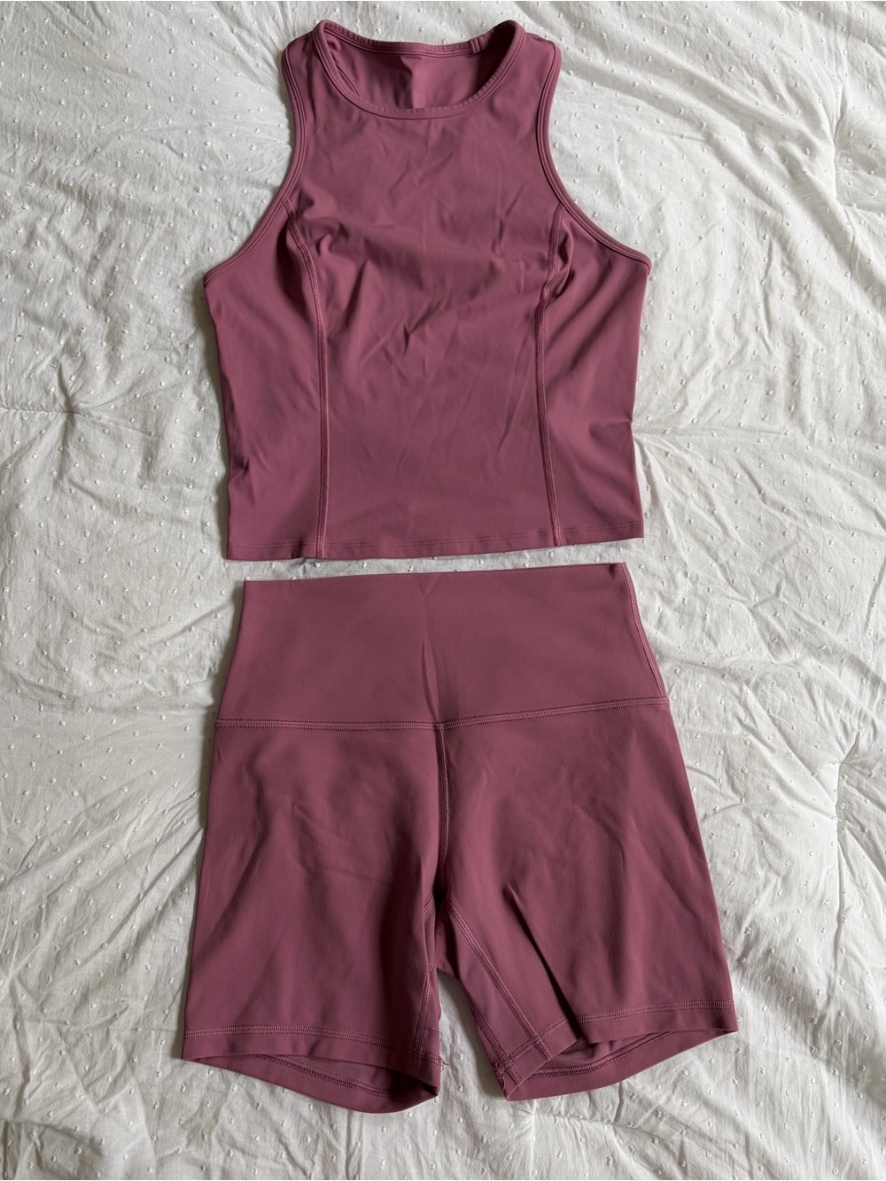 Lululemon Muted Pink Align Biker Shorts + Tank Top Athletic Workout Set Size 6